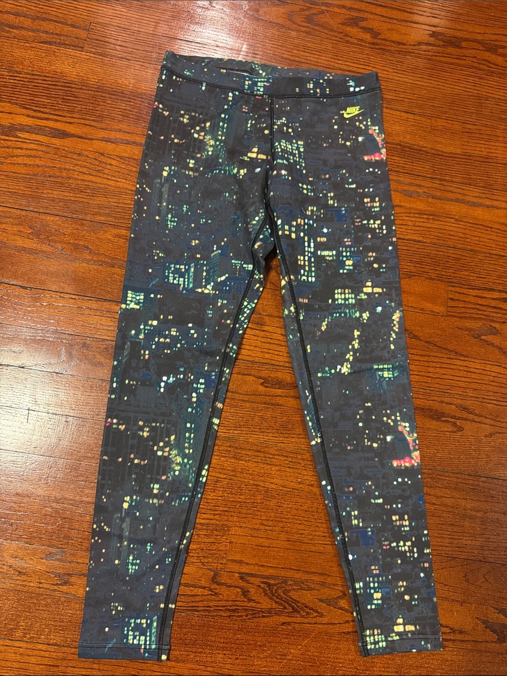 Nike Night City Print Leggings — Black with Neon Accents